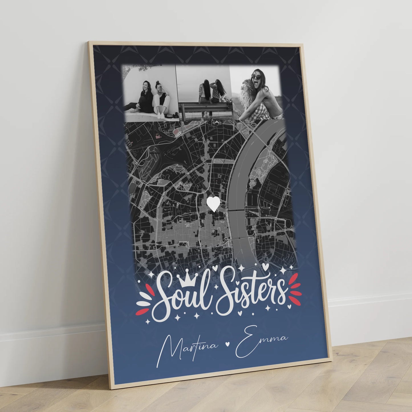 Fotoposter Beste Freundin mit 4 Fotos und Karte für Busenfreundin