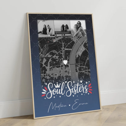 Fotoposter Beste Freundin mit 4 Fotos und Karte für Busenfreundin