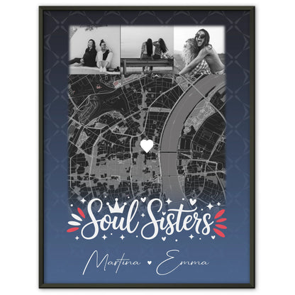 Fotoposter Beste Freundin mit 4 Fotos und Karte für Busenfreundin