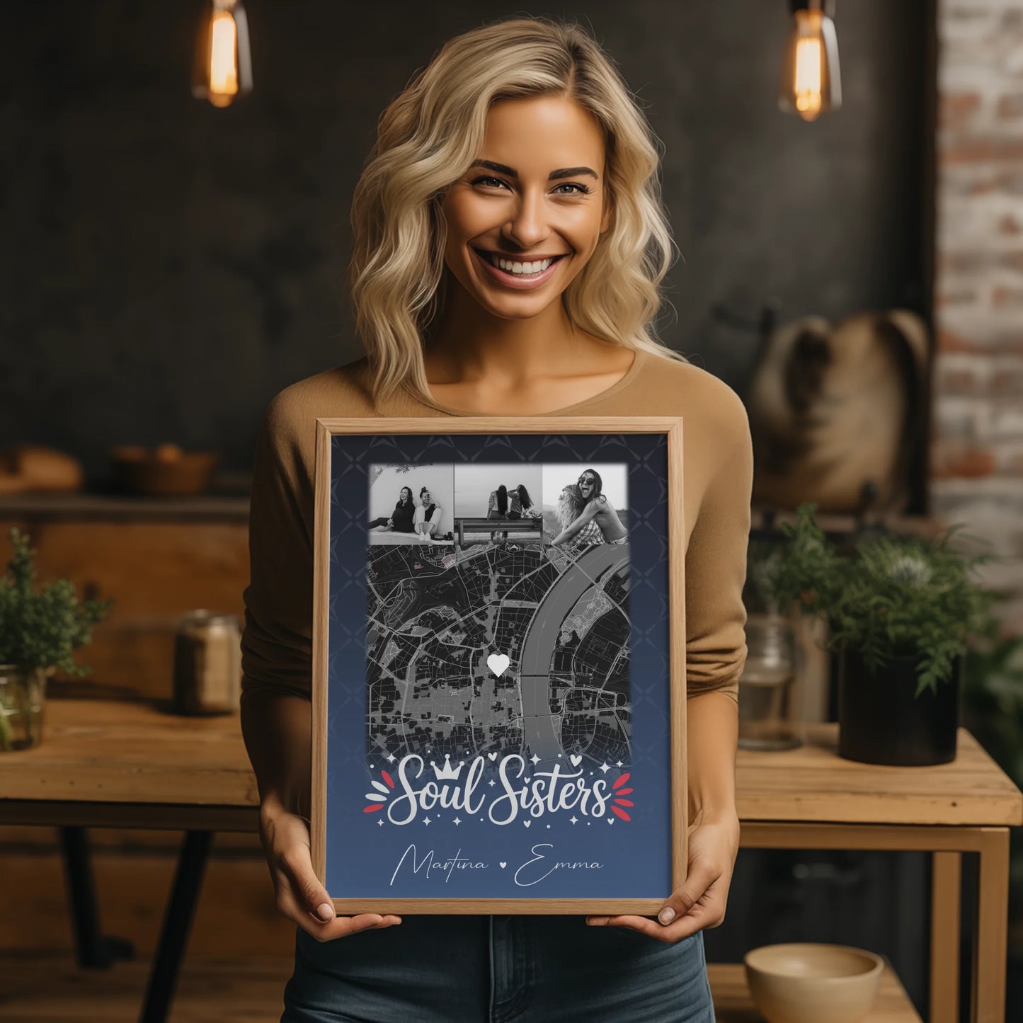 Fotoposter Beste Freundin mit 4 Fotos und Karte für Busenfreundin