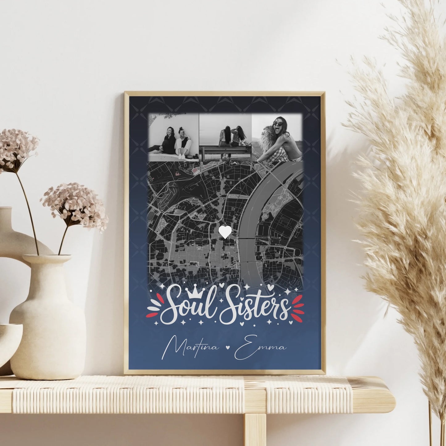 Fotoposter Beste Freundin mit 4 Fotos und Karte für Busenfreundin