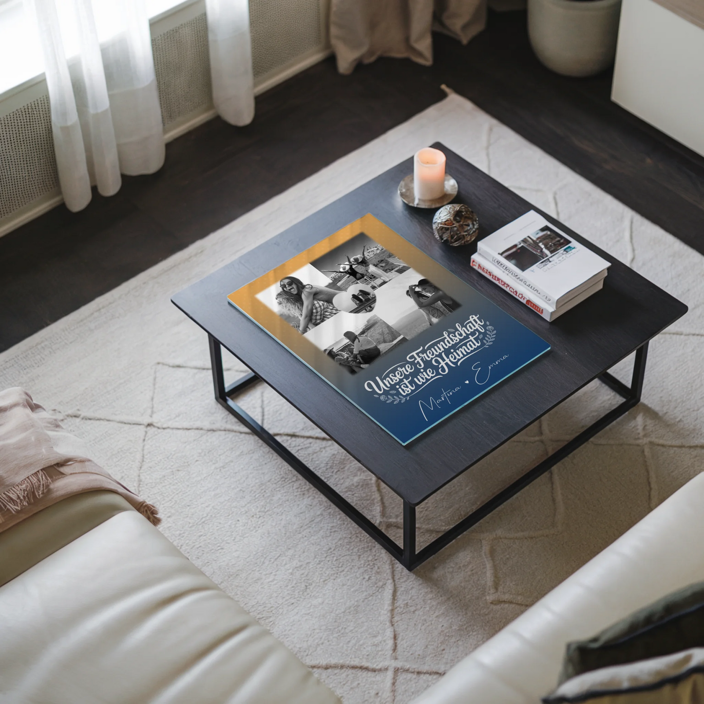 Freundinnen Bild Personalisiert Acrylglas Bild mit 4 Fotos und Herzmotiv Buusenfreundin
