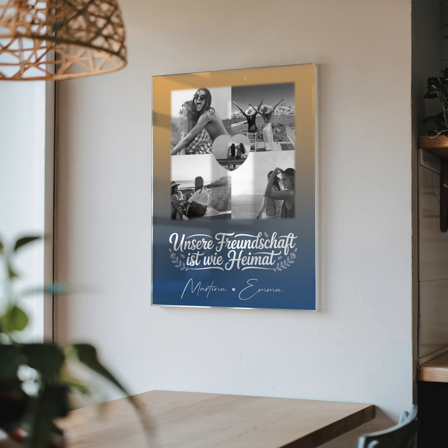 Freundinnen Bild Personalisiert Acrylglas Bild mit 4 Fotos und Herzmotiv Buusenfreundin