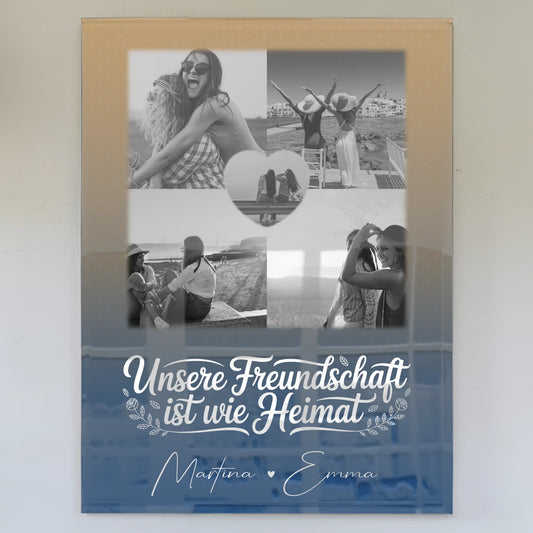 Freundinnen Bild Personalisiert Acrylglas Bild mit 4 Fotos und Herzmotiv Buusenfreundin