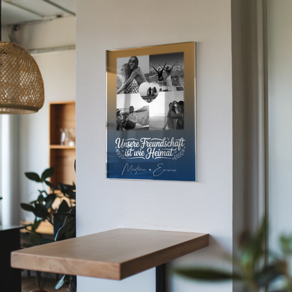 Freundinnen Bild Personalisiert Acrylglas Bild mit 4 Fotos und Herzmotiv Buusenfreundin
