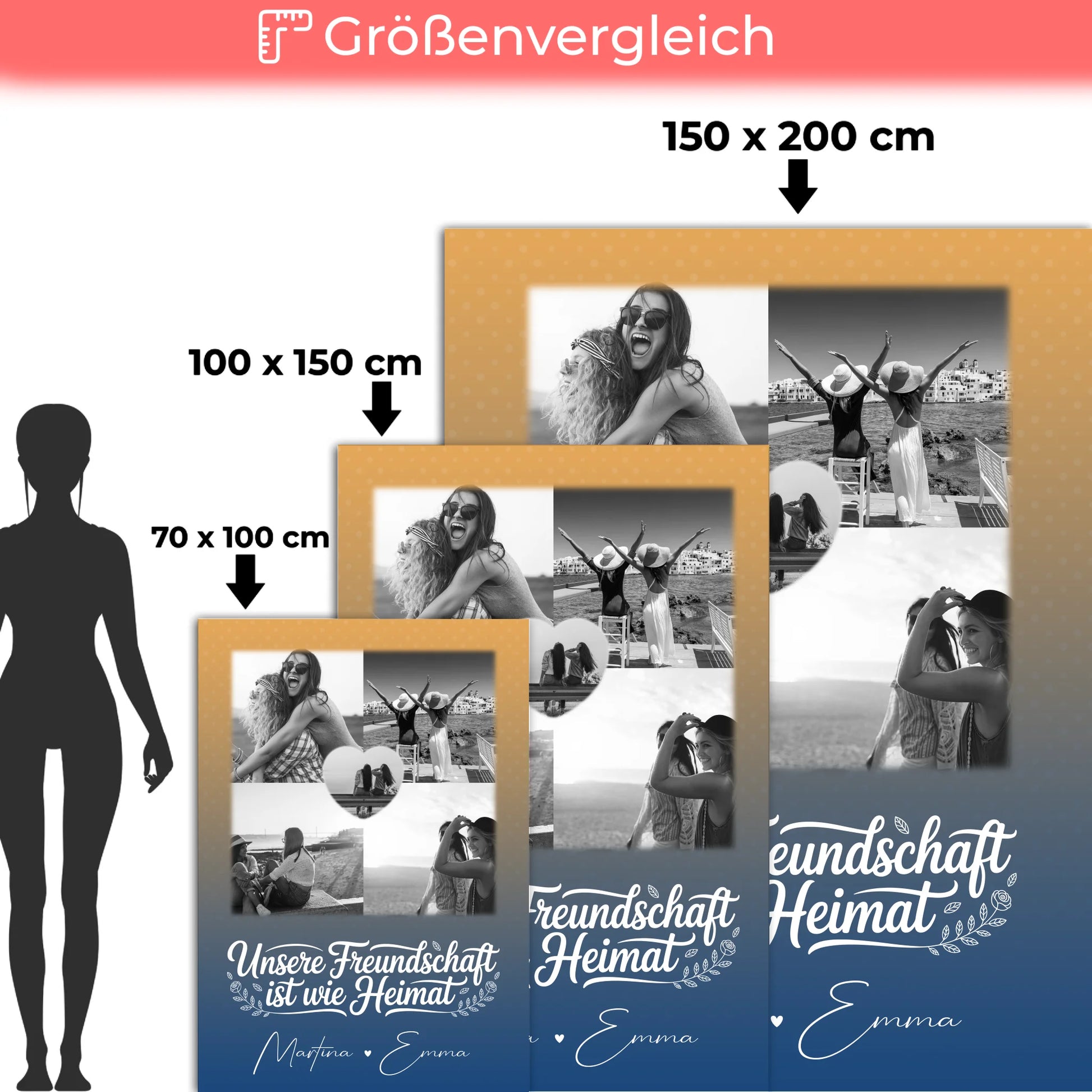 Personalisierte Kuscheldecke Mit Namen Und Motiv mit 4 Fotos und Herz Foto für Buusenfreundin 5