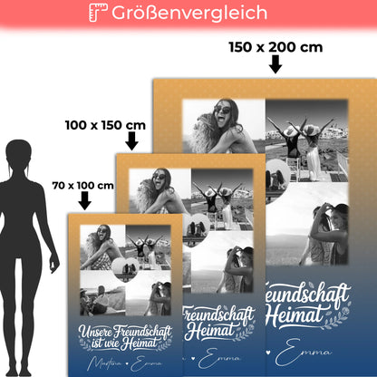 Personalisierte Kuscheldecke Mit Namen Und Motiv mit 4 Fotos und Herz Foto für Buusenfreundin 5