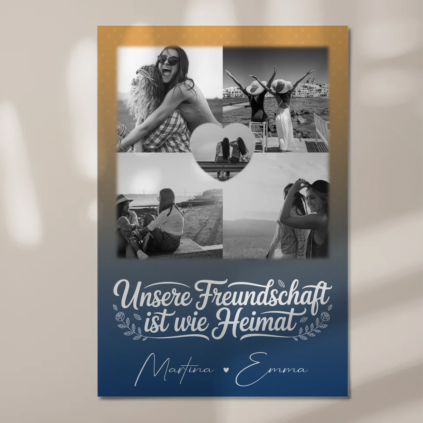 Freundinnen Bild Personalisiert Fotoboard mit 4 Fotos und Herz Motiv Buusenfreundin 1