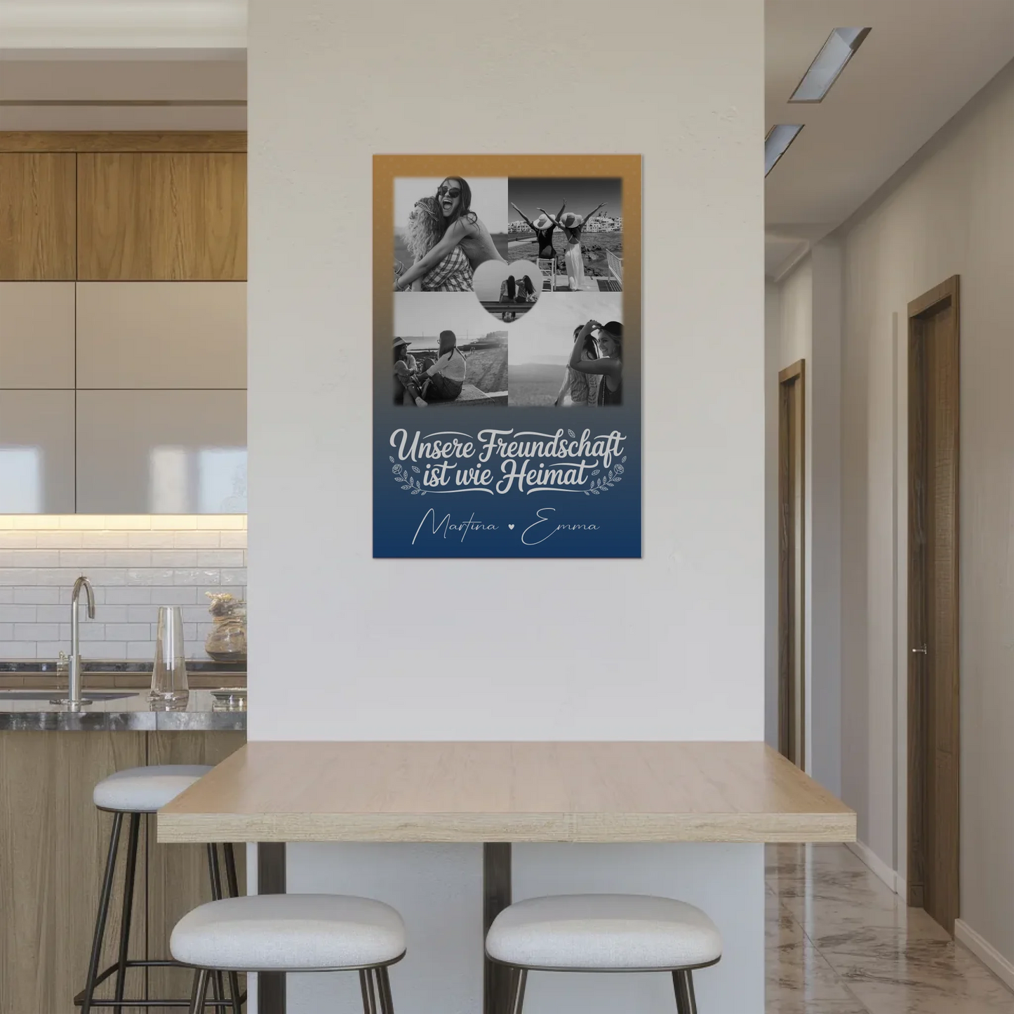 Freundinnen Bild Personalisiert Fotoboard mit 4 Fotos und Herz Motiv Buusenfreundin 2