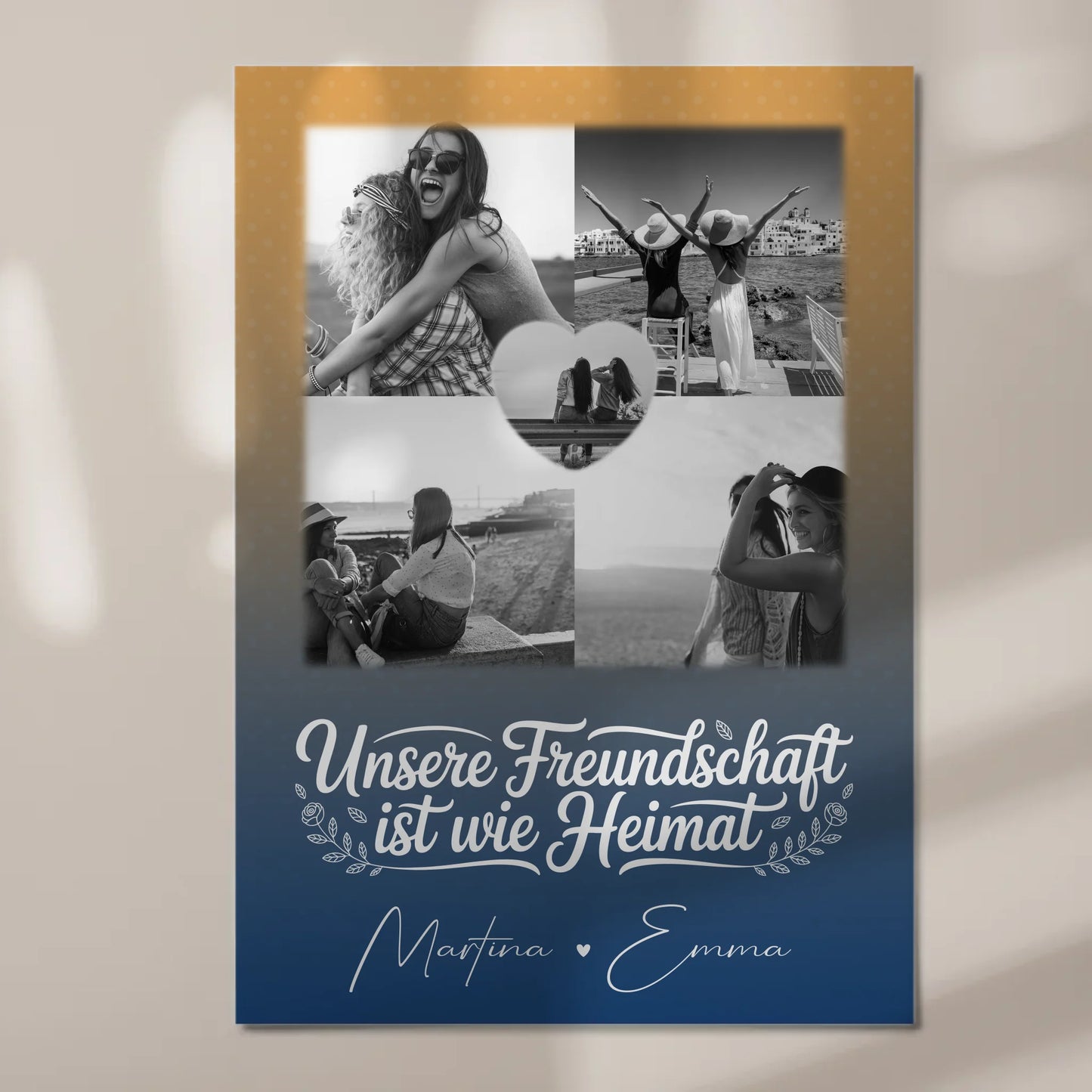 Freundinnen Bild Personalisiert Fotoboard mit 4 Fotos und Herz Motiv Buusenfreundin 7