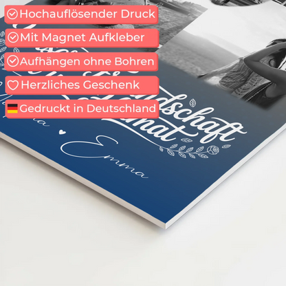 Freundinnen Bild Personalisiert Fotoboard mit 4 Fotos und Herz Motiv Buusenfreundin