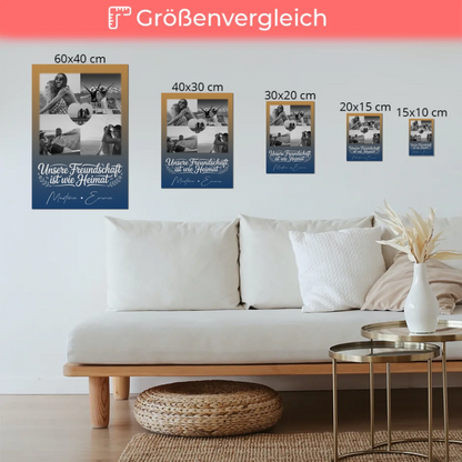 Freundinnen Bild Personalisiert Fotoboard mit 4 Fotos und Herz Motiv Buusenfreundin