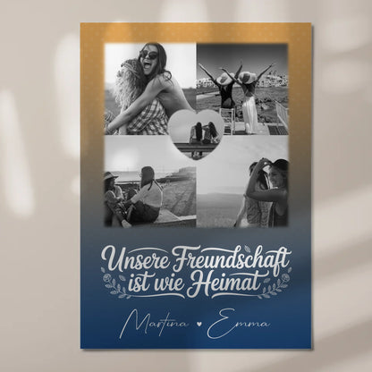 Freundinnen Bild Personalisiert Fotoboard mit 4 Fotos und Herz Motiv Buusenfreundin