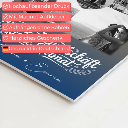 Freundinnen Bild Personalisiert Fotoboard mit 4 Fotos und Herz Motiv Buusenfreundin