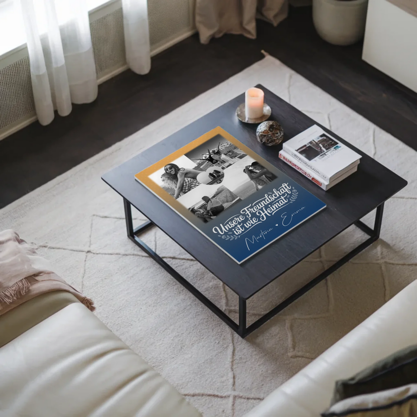 Freundinnen Bild Personalisiert Fotoboard mit 4 Fotos und Herz Motiv Buusenfreundin