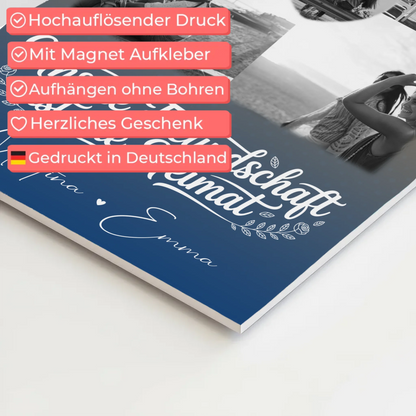 Freundinnen Bild Personalisiert Fotoboard mit 4 Fotos und Herz Motiv Buusenfreundin