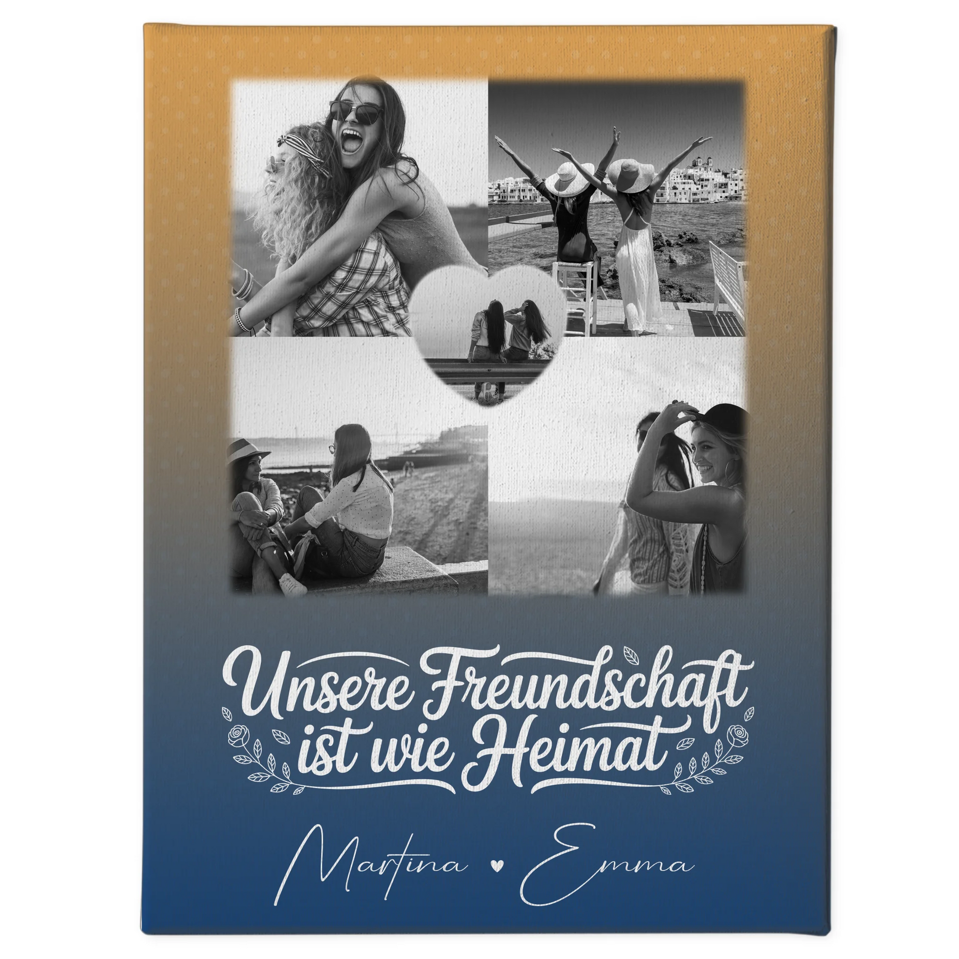 Freundinnen Bild Personalisiert Leinwand mit 4 Fotos und Herz Foto Buusenfreundin 1