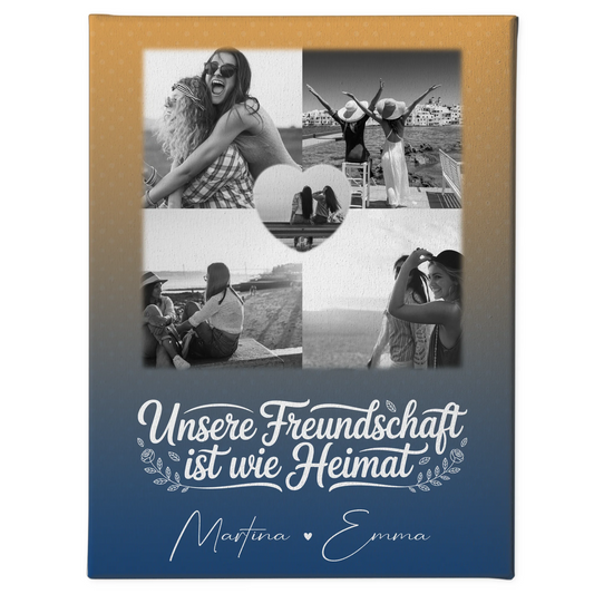 Freundinnen Bild Personalisiert Leinwand mit 4 Fotos und Herz Foto Buusenfreundin 1