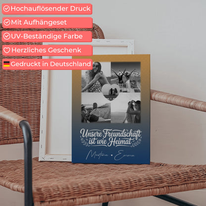 Freundinnen Bild Personalisiert Leinwand mit 4 Fotos und Herz Foto Buusenfreundin 5