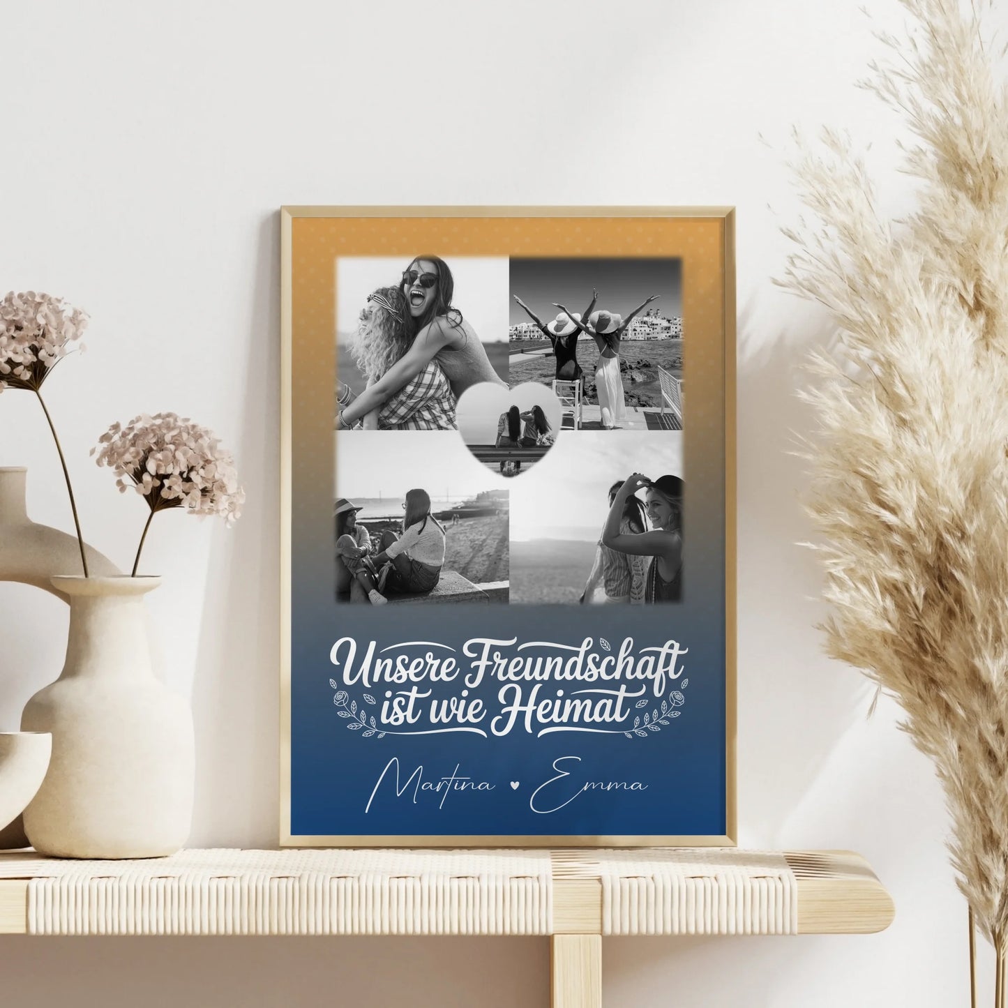 Freundinnen Bild Personalisiert Poster für die Busenfreundin 4 Fotos und 1 Herz Foto