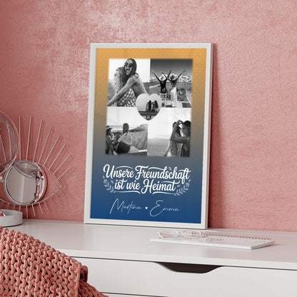 Freundinnen Bild Personalisiert Poster für die Busenfreundin 4 Fotos und 1 Herz Foto