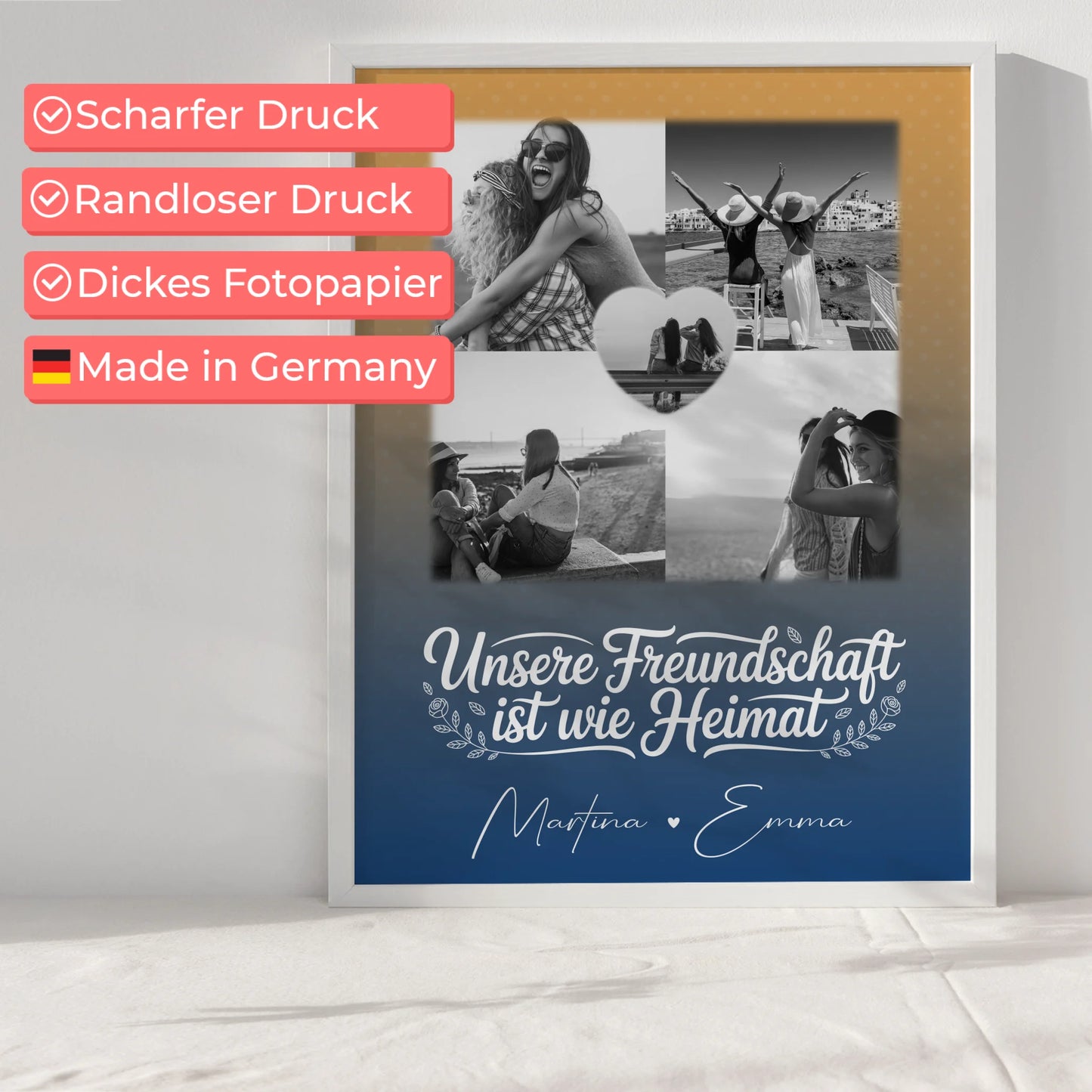 Freundinnen Bild Personalisiert Poster für die Busenfreundin 4 Fotos und 1 Herz Foto