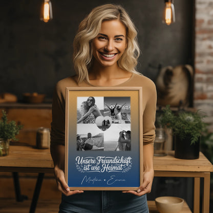 Freundinnen Bild Personalisiert Poster für die Busenfreundin 4 Fotos und 1 Herz Foto