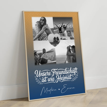 Freundinnen Bild Personalisiert Poster für die Busenfreundin 4 Fotos und 1 Herz Foto