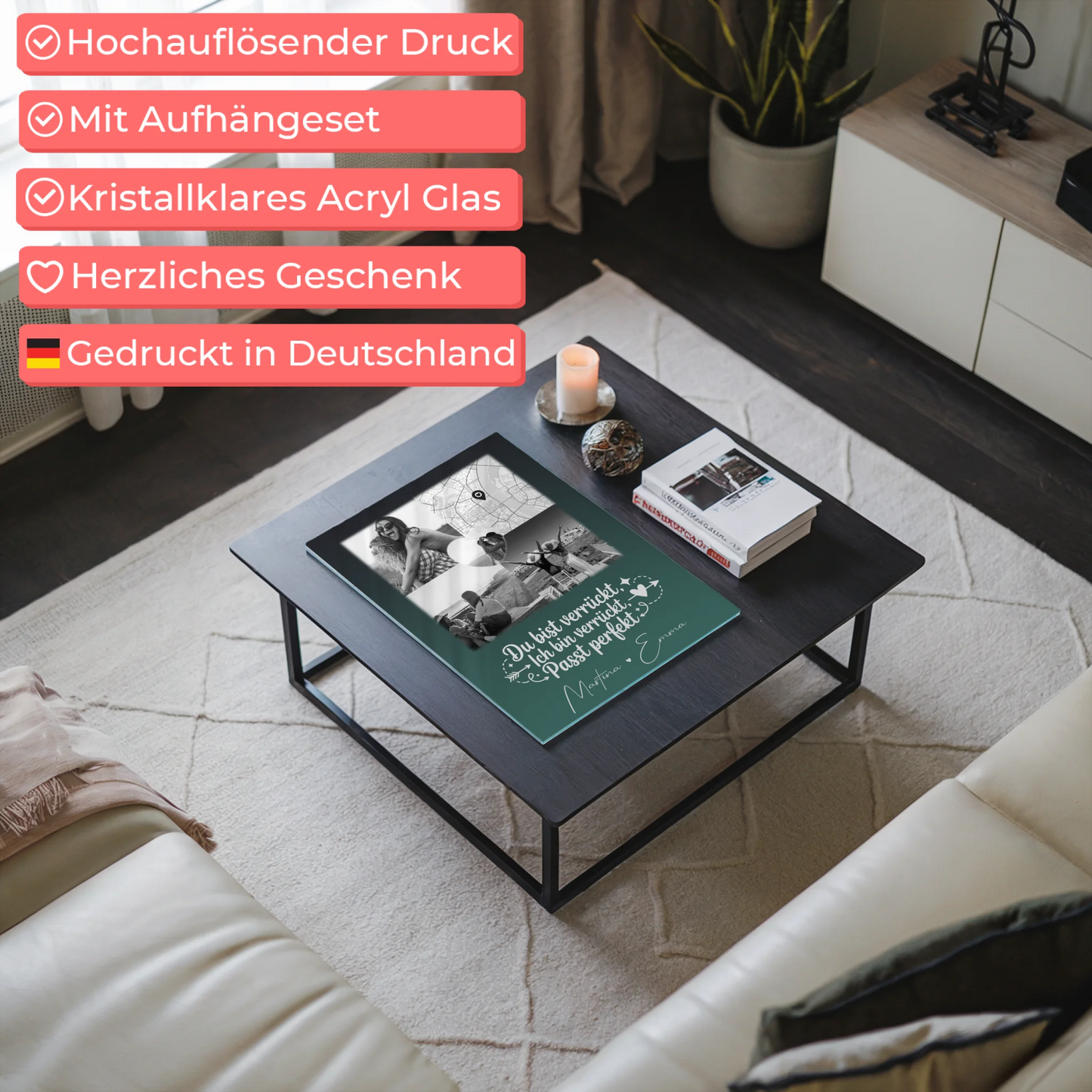 Personalisierte Fotogeschenke für beste Freundin mit 3 Fotos Herz Karte Danke Mama für alles
