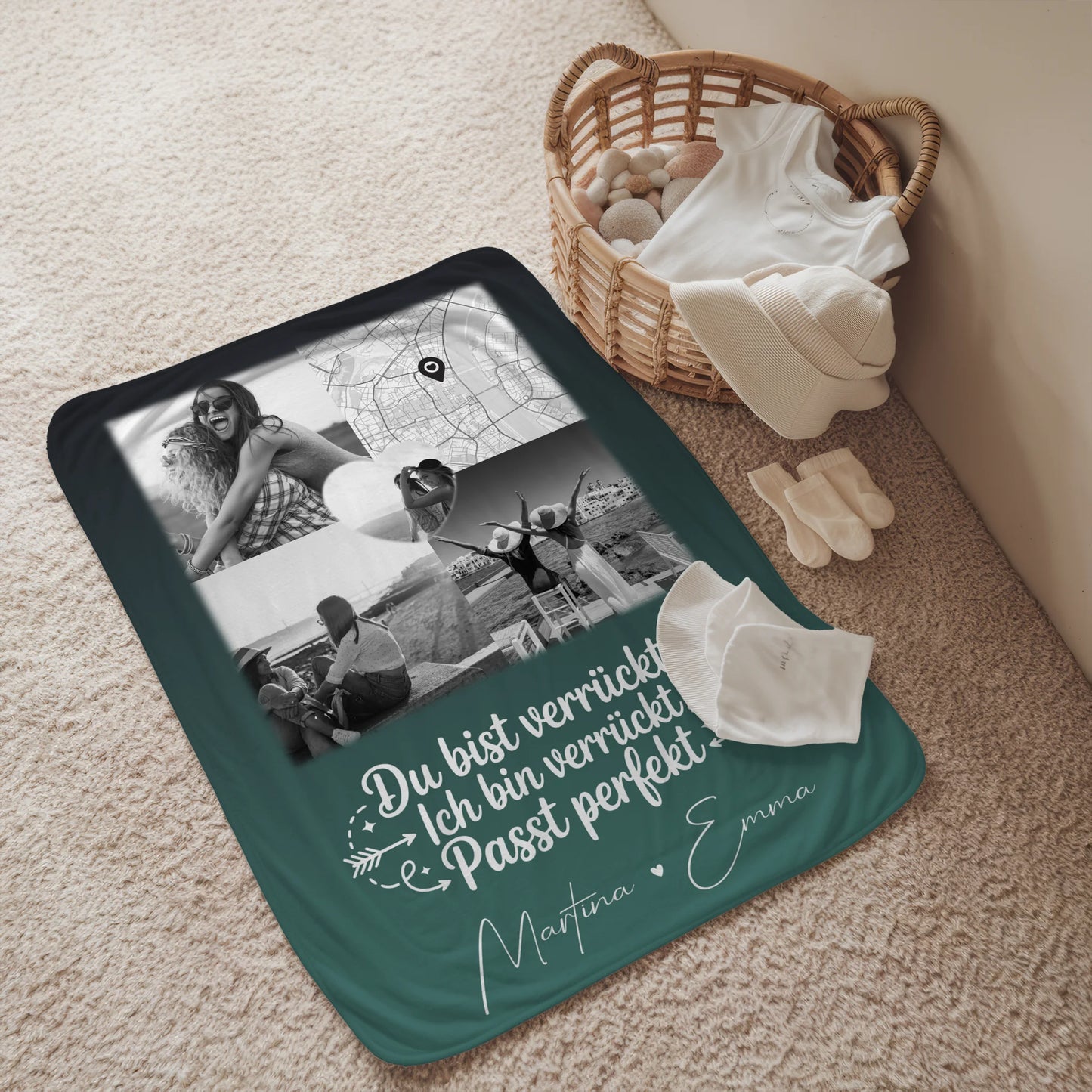 Beste Freundin Decke mit 3 Fotos Herz Foto Karte Danke Mama für alles personalisiertes Geschenk 2