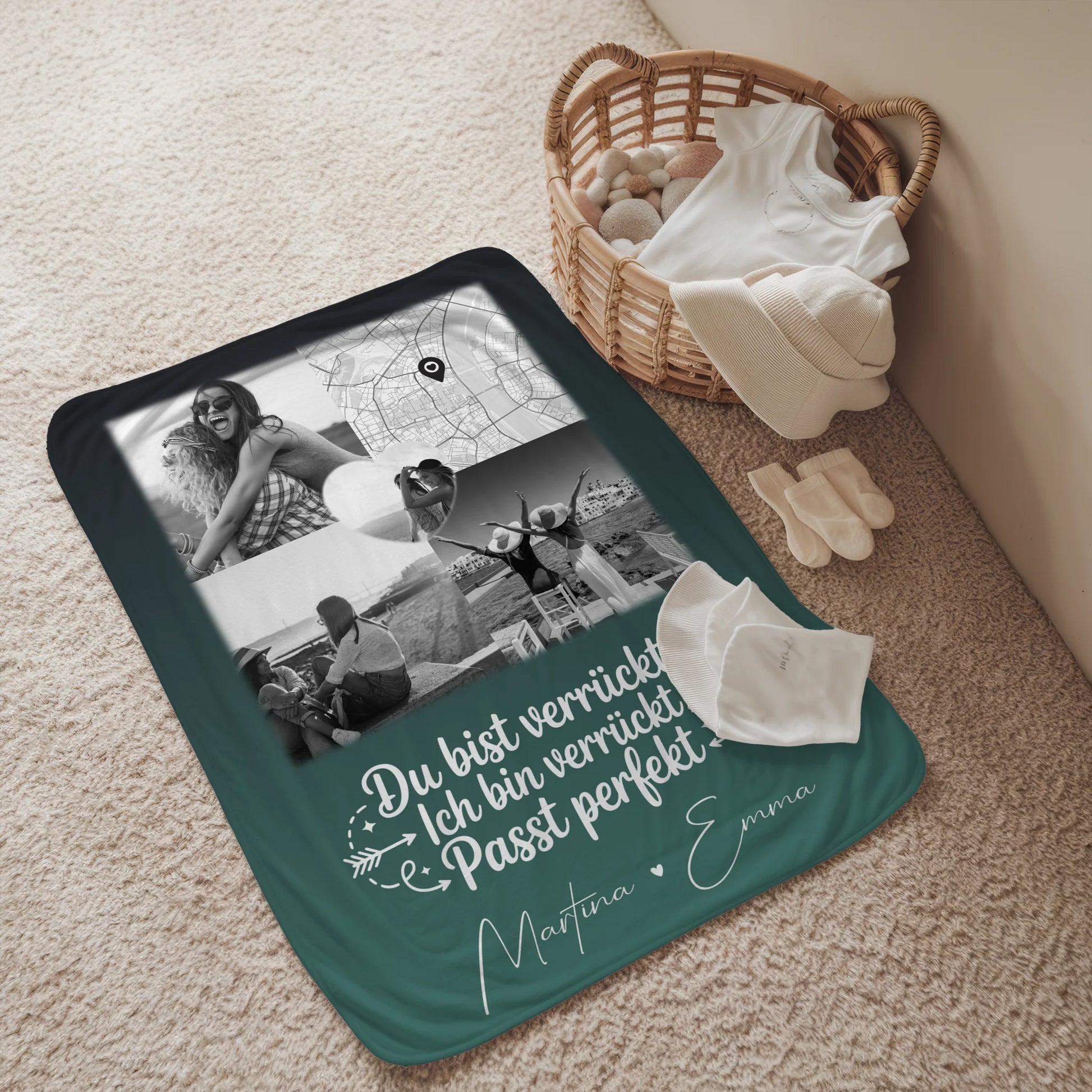 Beste Freundin Decke mit 3 Fotos Herz Foto Karte Danke Mama für alles personalisiertes Geschenk 2