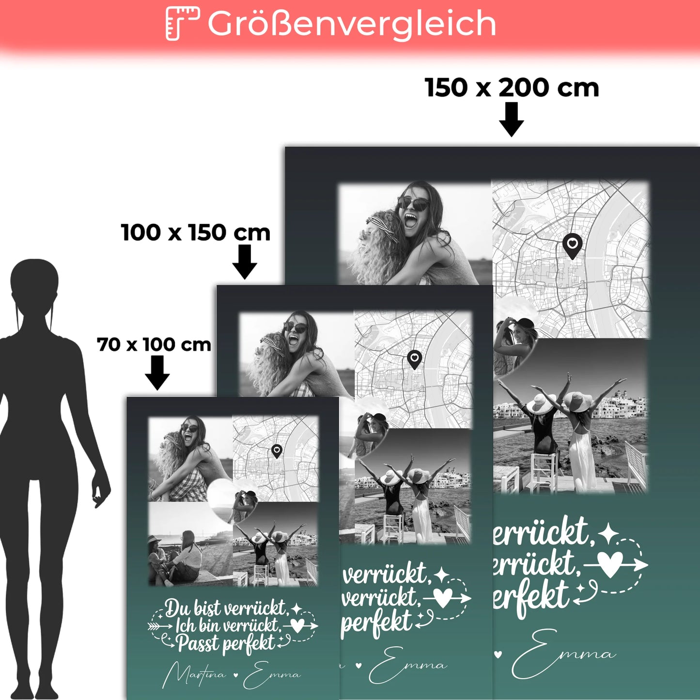 Beste Freundin Decke mit 3 Fotos Herz Foto Karte Danke Mama für alles personalisiertes Geschenk 5