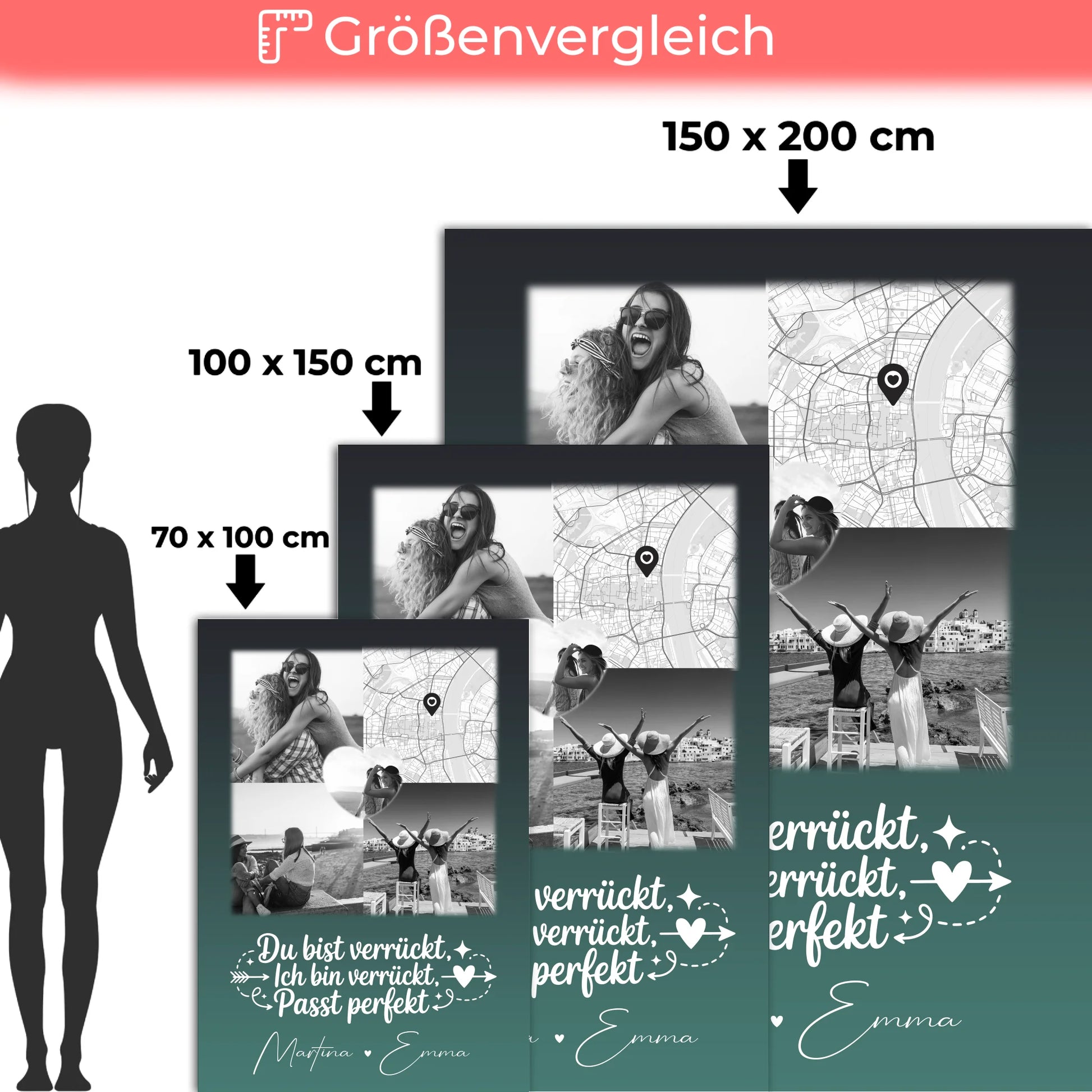 Beste Freundin Decke mit 3 Fotos Herz Foto Karte Danke Mama für alles personalisiertes Geschenk 5