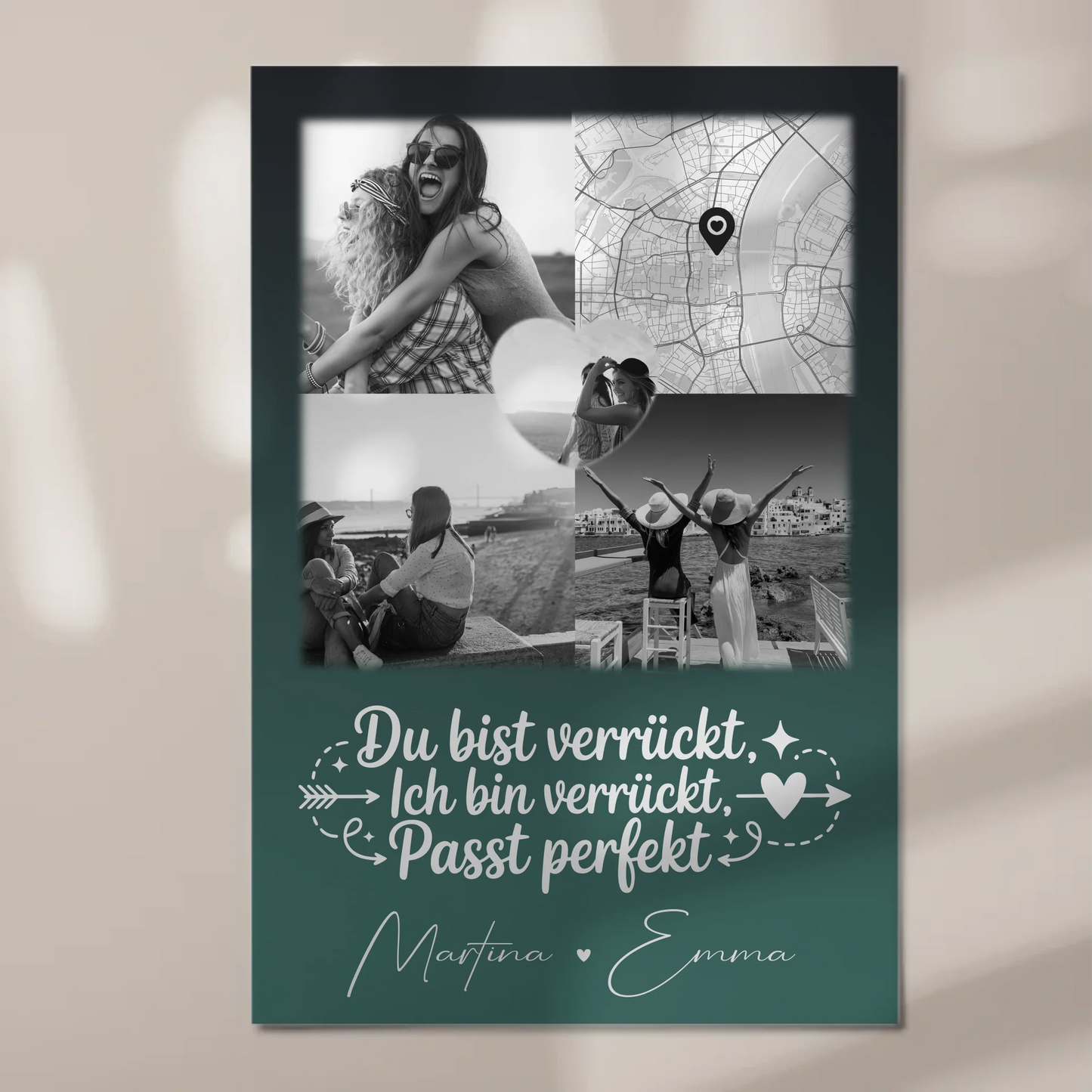 Beste Freundin Fotoboard mit 3 Fotos und Herz Foto Karte Danke Mama für alles personalisiertes Geschenk 1