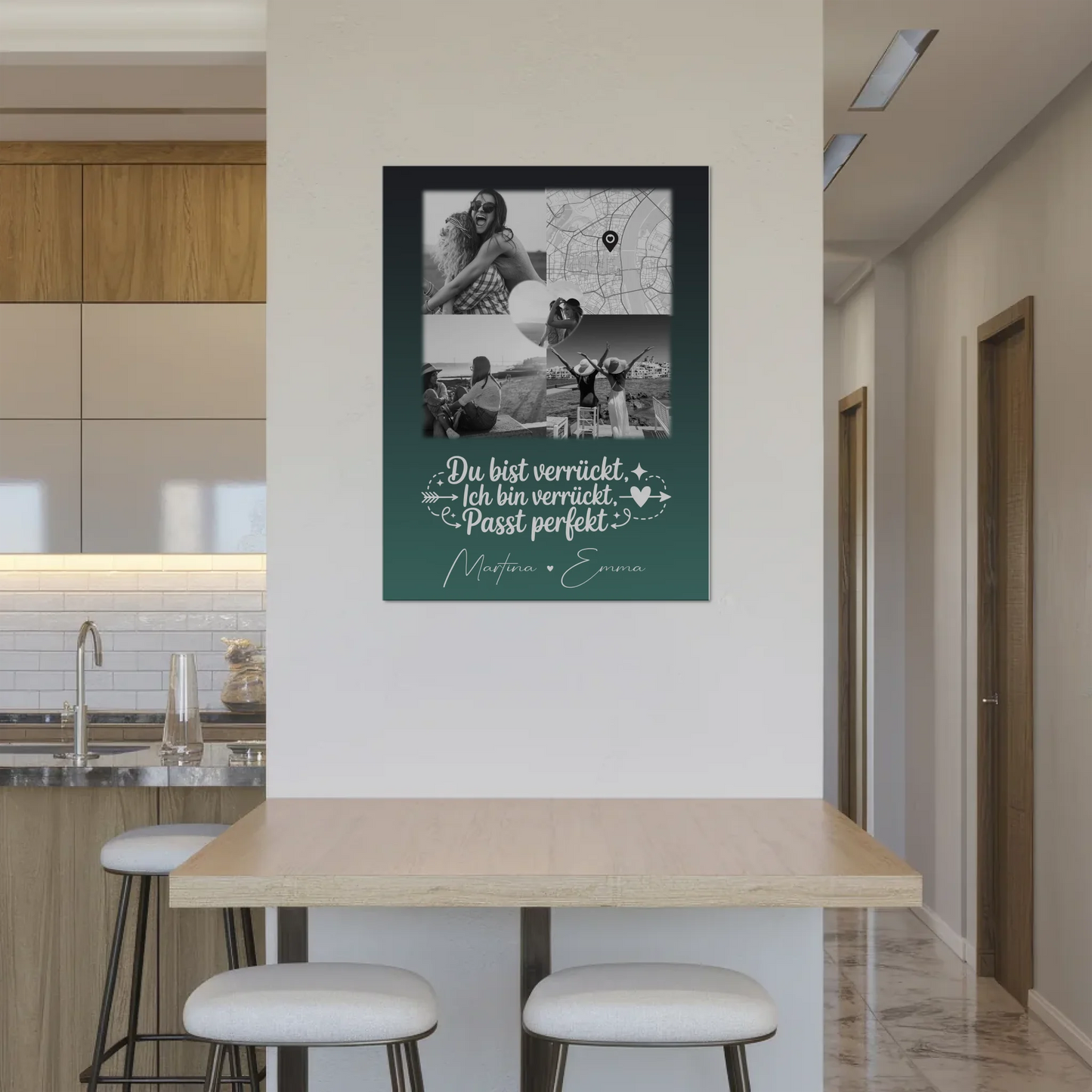 Beste Freundin Fotoboard mit 3 Fotos und Herz Foto Karte Danke Mama für alles personalisiertes Geschenk