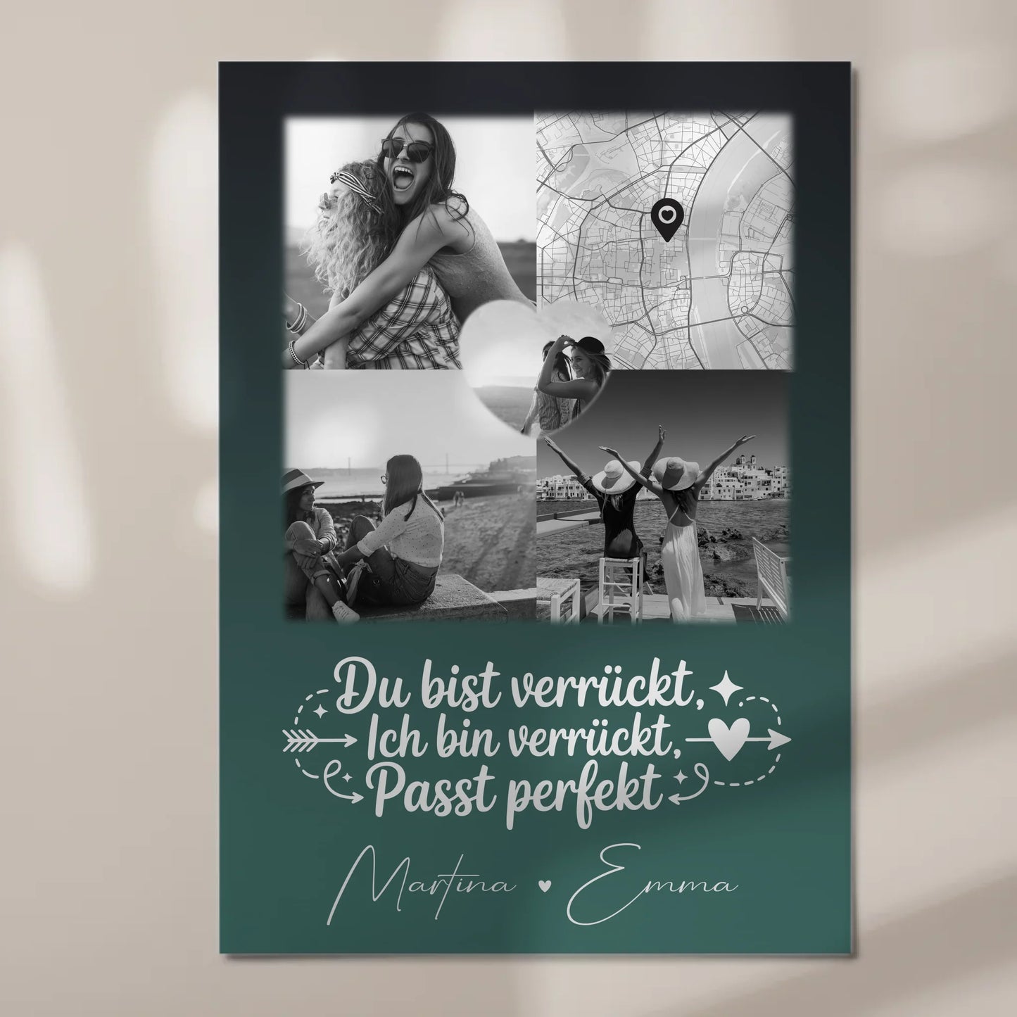 Beste Freundin Fotoboard mit 3 Fotos und Herz Foto Karte Danke Mama für alles personalisiertes Geschenk