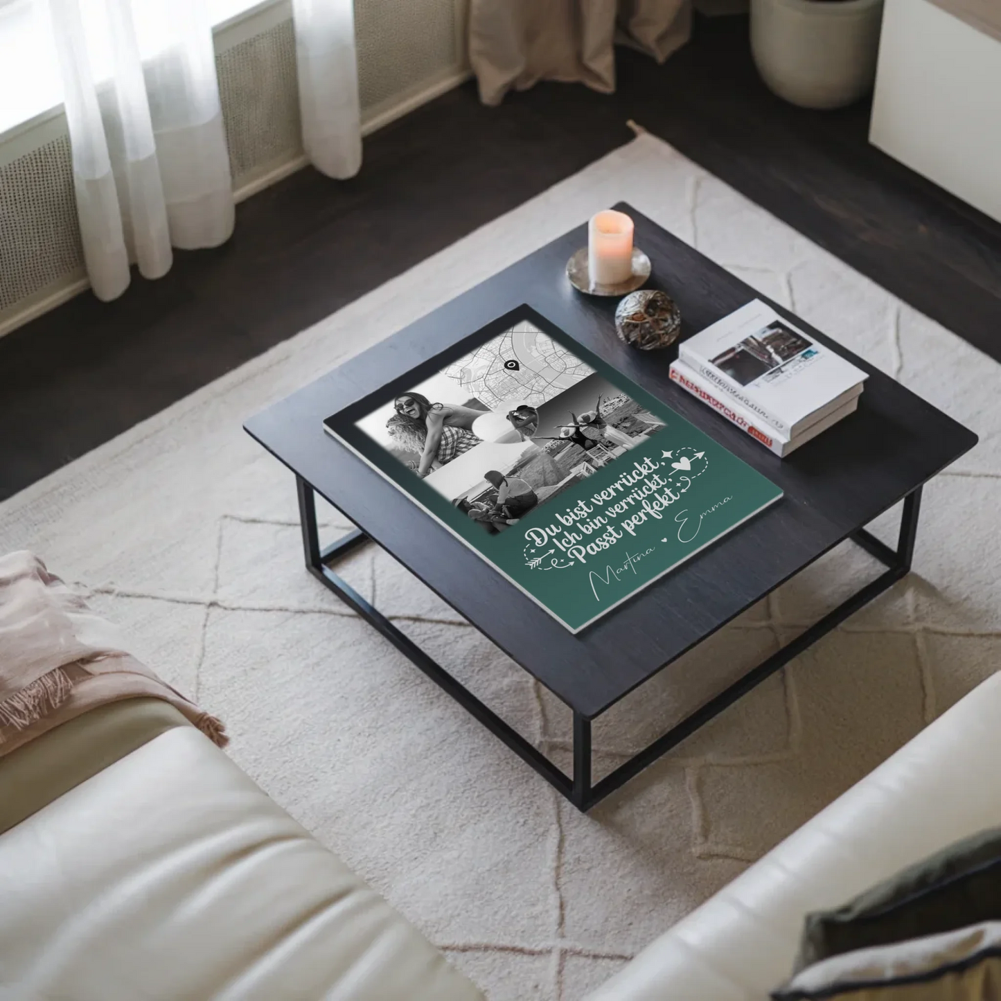 Beste Freundin Fotoboard mit 3 Fotos und Herz Foto Karte Danke Mama für alles personalisiertes Geschenk