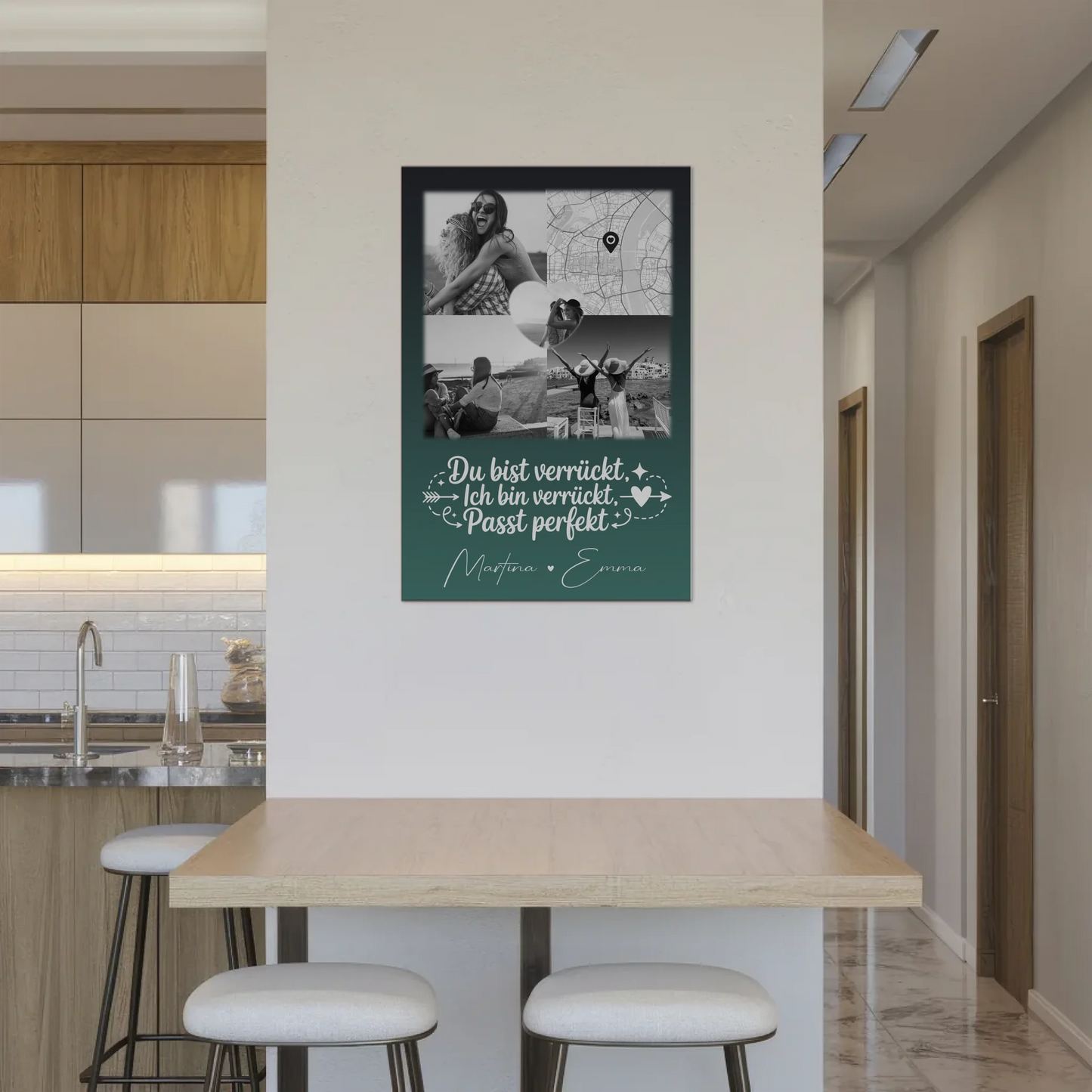 Beste Freundin Fotoboard mit 3 Fotos und Herz Foto Karte Danke Mama für alles personalisiertes Geschenk