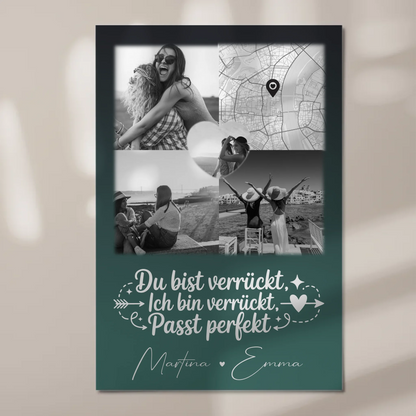 Beste Freundin Fotoboard mit 3 Fotos und Herz Foto Karte Danke Mama für alles personalisiertes Geschenk