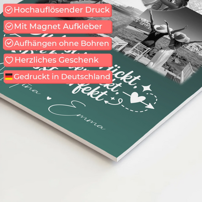 Beste Freundin Fotoboard mit 3 Fotos und Herz Foto Karte Danke Mama für alles personalisiertes Geschenk