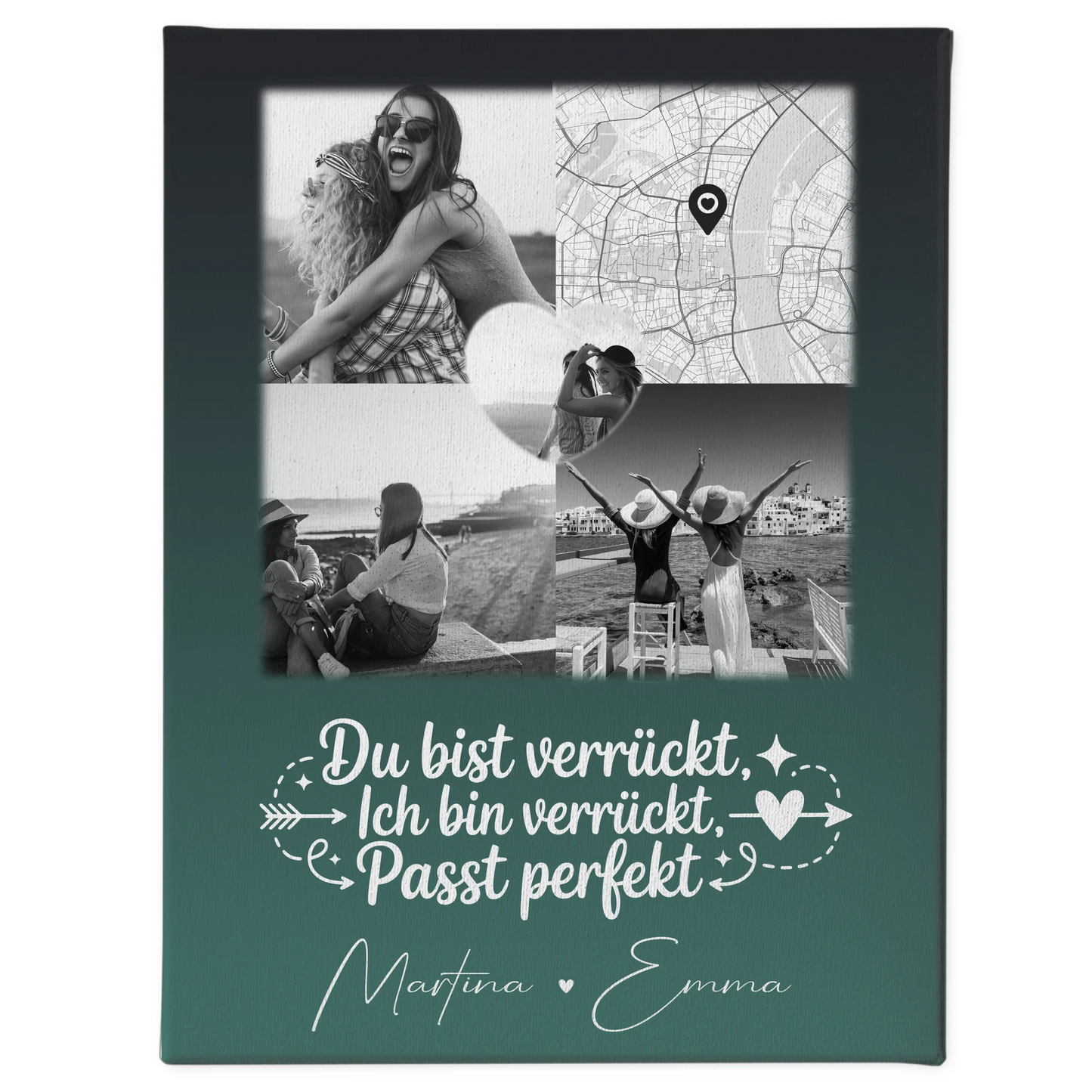 Personalisierte Leinwand beste Freundin mit 3 Fotos und Herz Foto Karte Danke Mama für alles 1