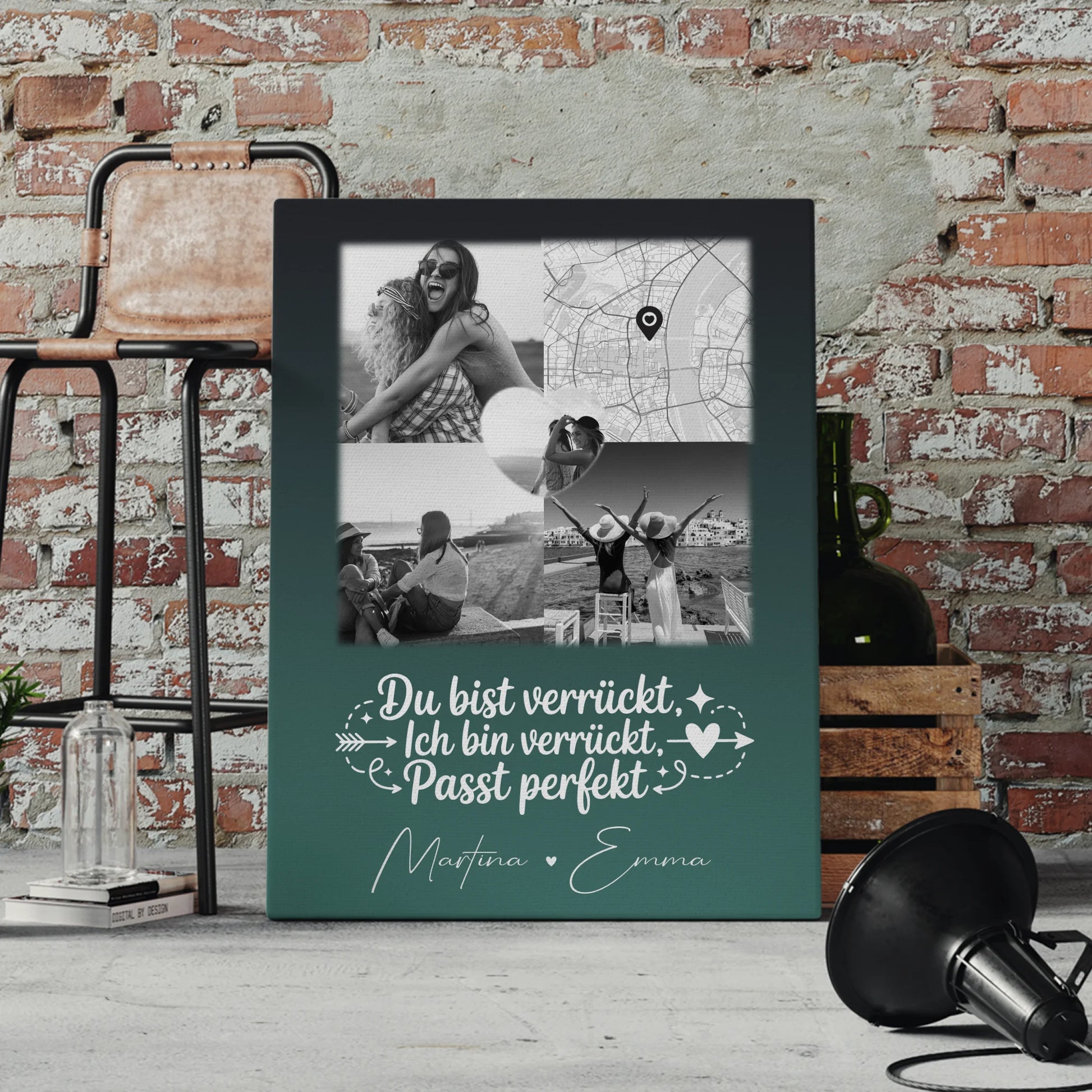 Personalisierte Leinwand beste Freundin mit 3 Fotos und Herz Foto Karte Danke Mama für alles 4