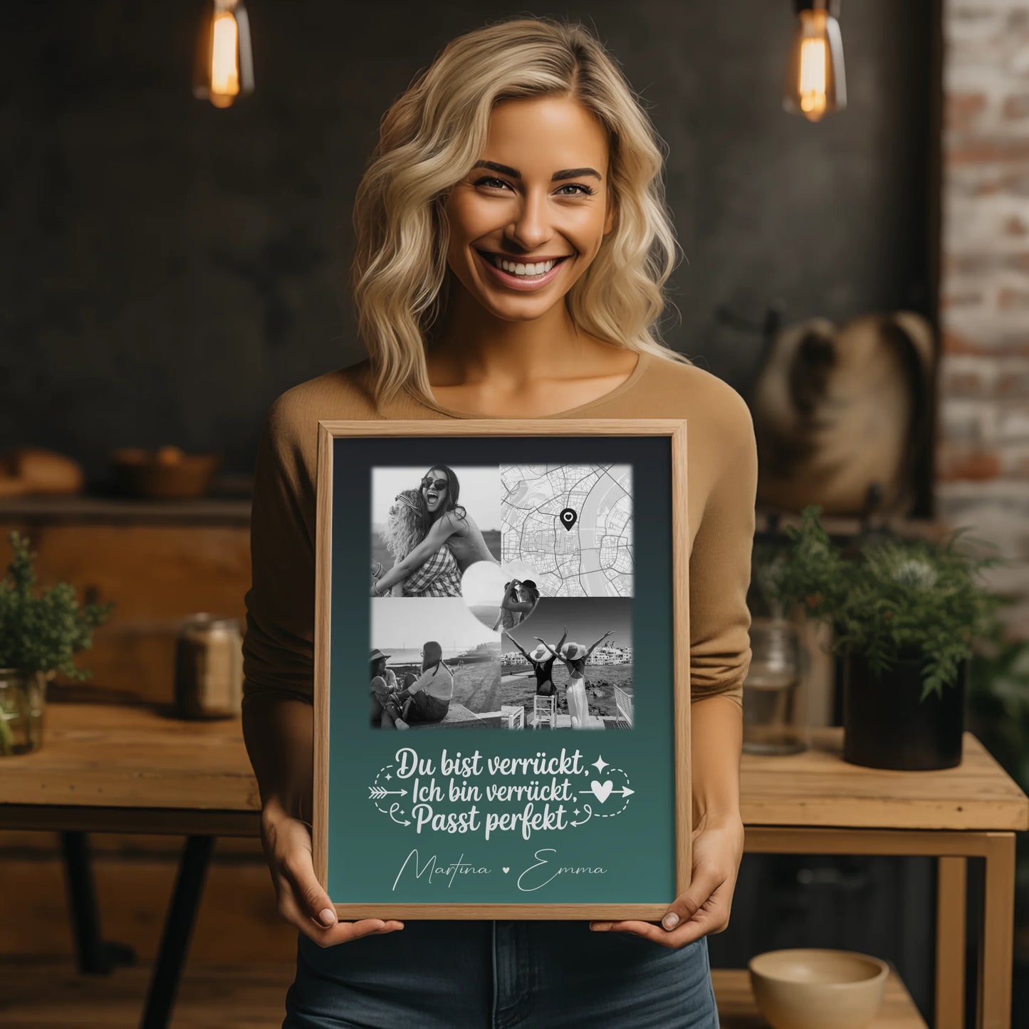 Personalisierbares Poster beste Freundin Danke Mama für alles 3 Fotos 1 Herz Foto Karte