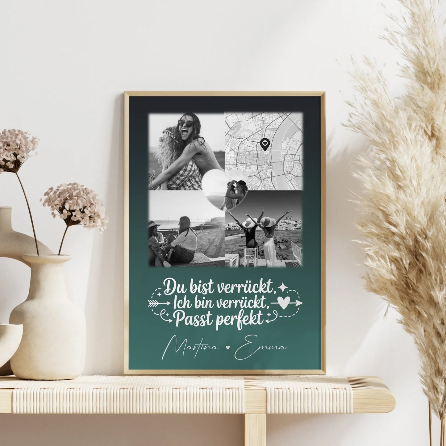 Personalisierbares Poster beste Freundin Danke Mama für alles 3 Fotos 1 Herz Foto Karte
