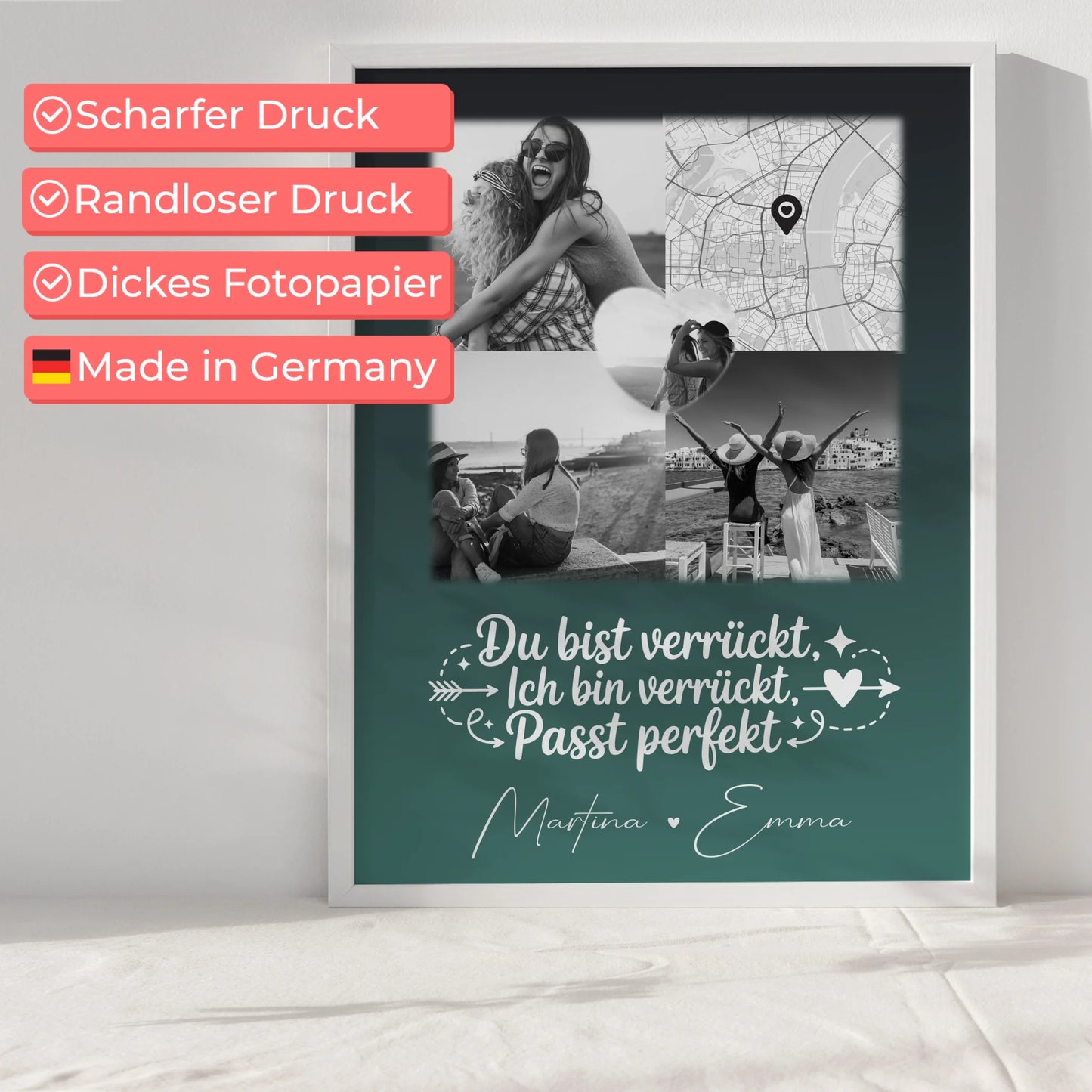 Personalisierbares Poster beste Freundin Danke Mama für alles 3 Fotos 1 Herz Foto Karte