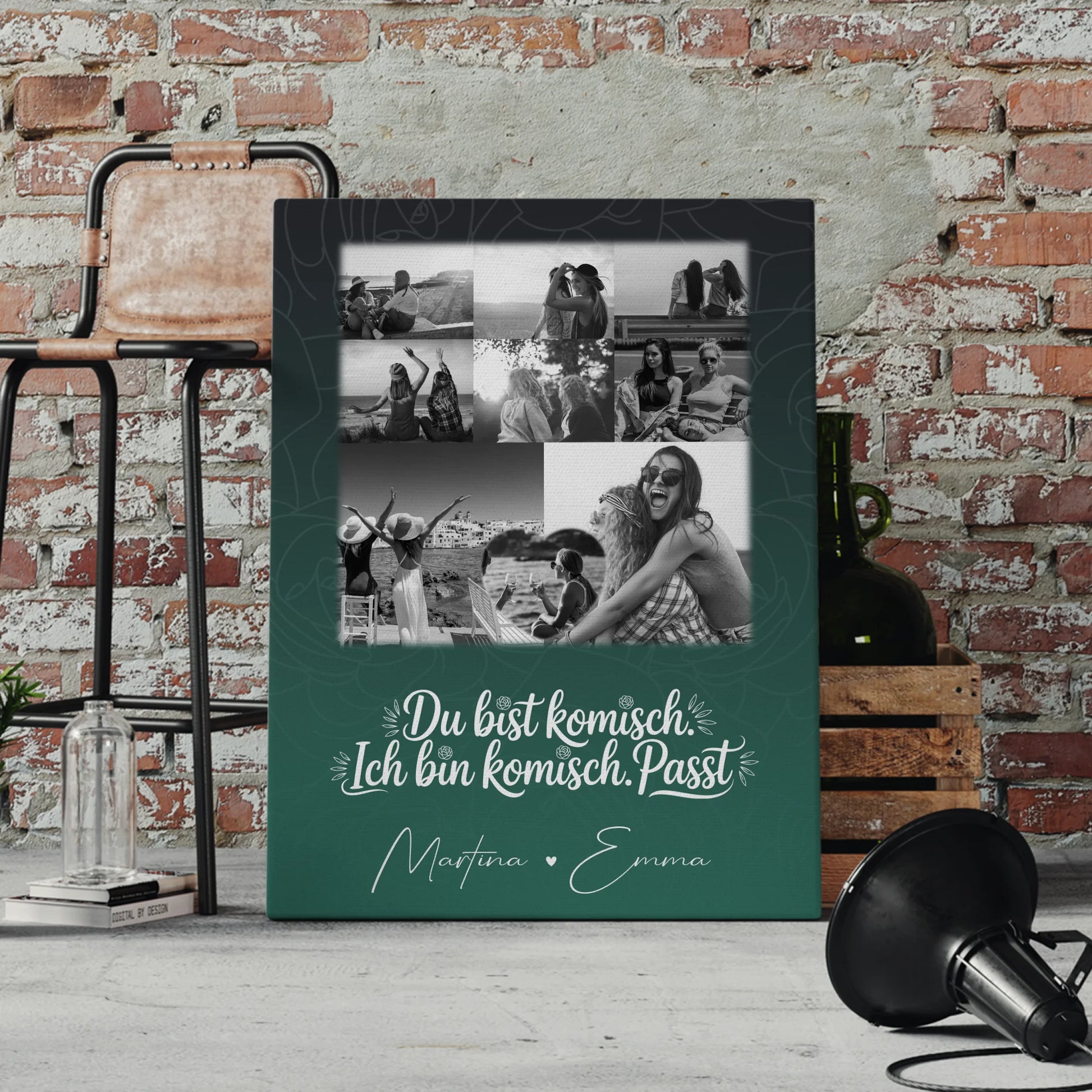 Personalisierte Leinwand für Freundinnen mit 8 Fotos und Herz Motiv Life doesnt come with a manual 4