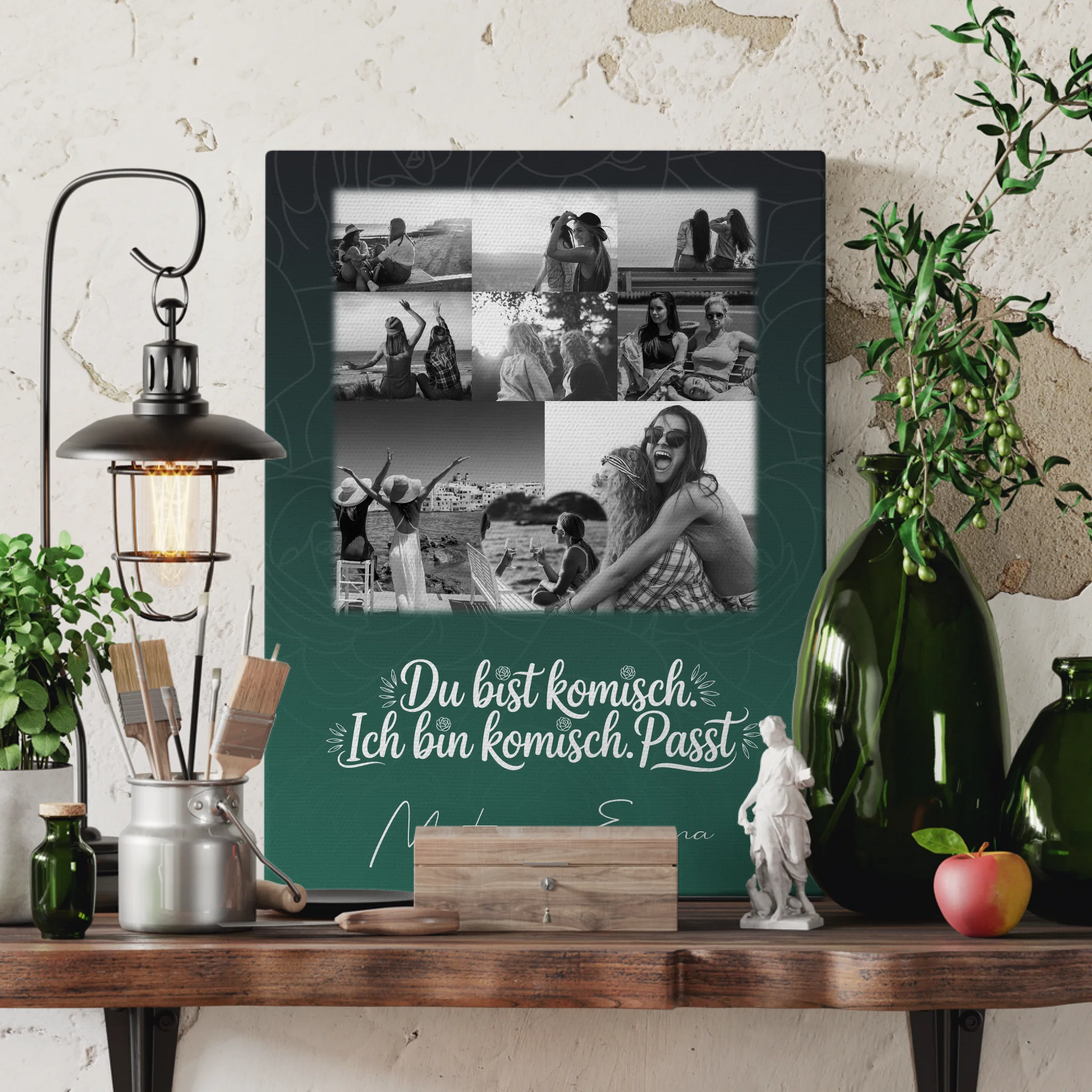 Personalisierte Leinwand für Freundinnen mit 8 Fotos und Herz Motiv Life doesnt come with a manual 3