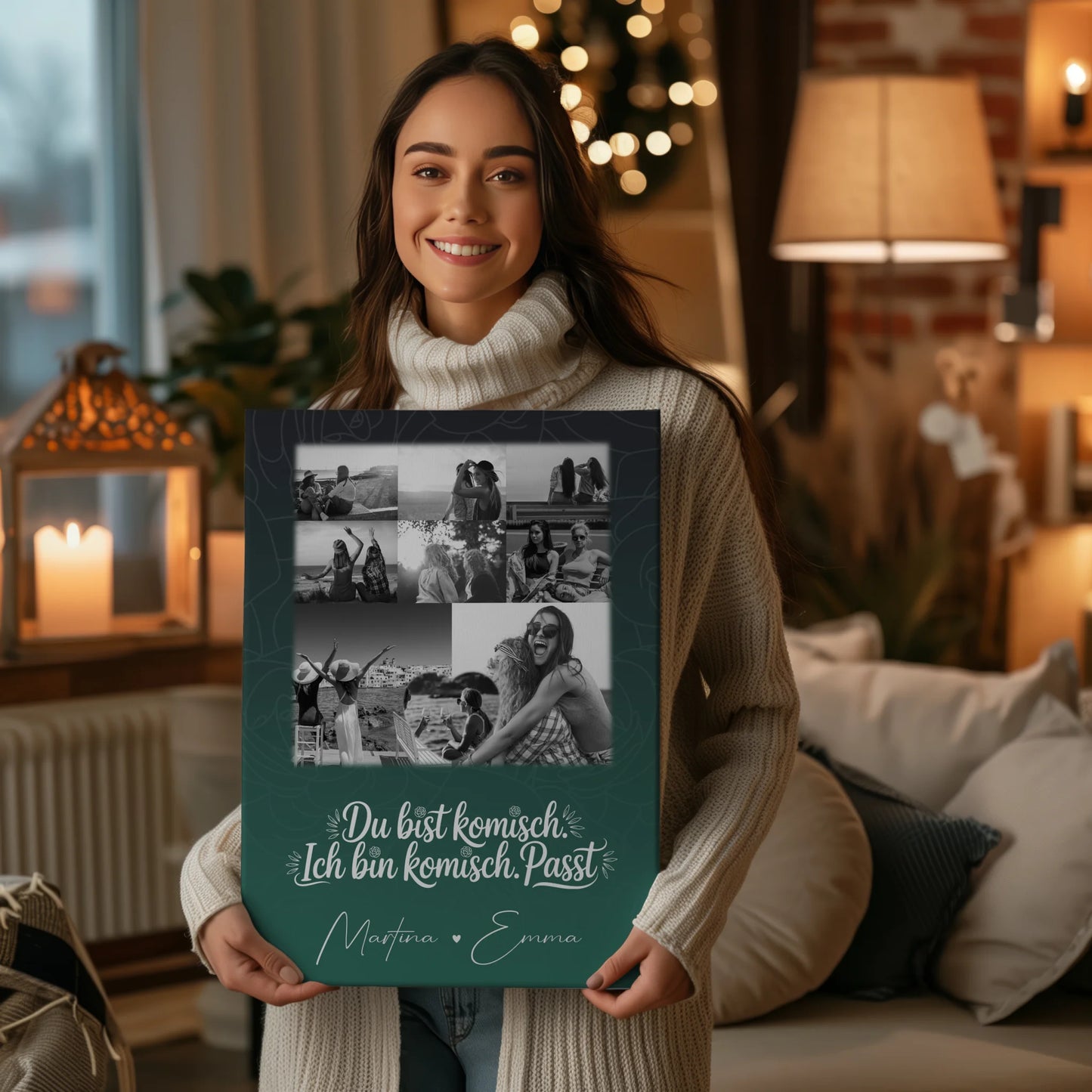 Personalisierte Leinwand für Freundinnen mit 8 Fotos und Herz Motiv Life doesnt come with a manual 2