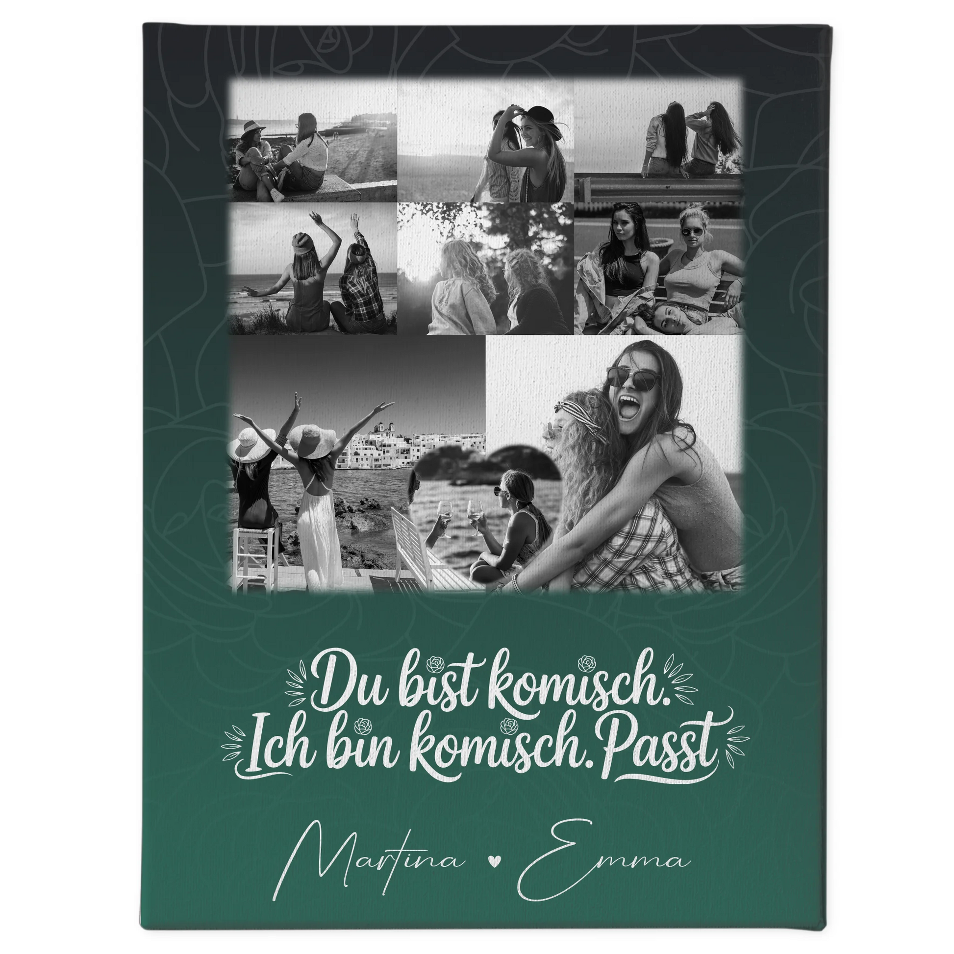 Personalisierte Leinwand für Freundinnen mit 8 Fotos und Herz Motiv Life doesnt come with a manual 1