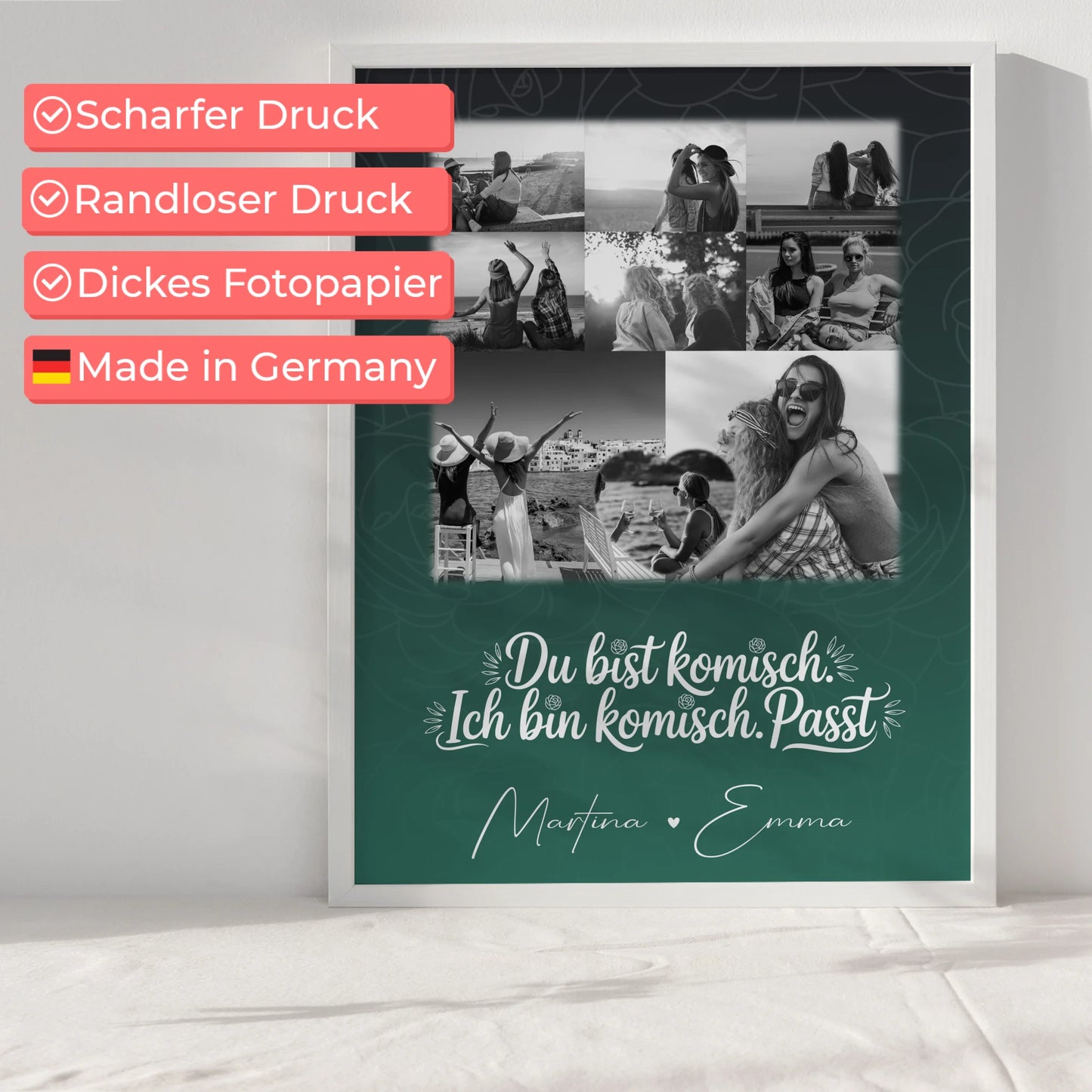 Poster Personalisiert Freundinnen 8 Fotos und 1 Herz Foto Life doesnt come with a manual